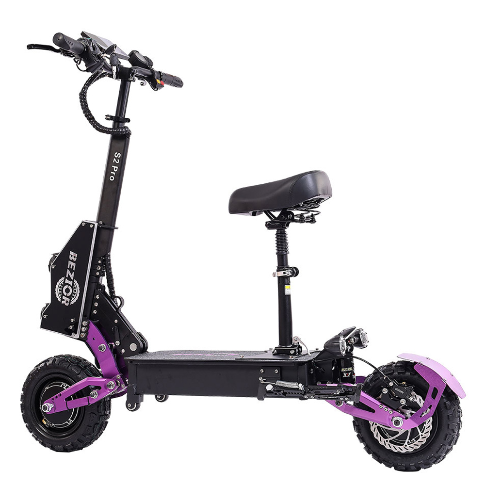 BEZIOR S2 PRO Electric Off-Road Scooter 11 Inch Wheel 1200W*2 Dual Motor 48V 23Ah Battery 65Km/h Max Speed 120KG Load Double Large Screen