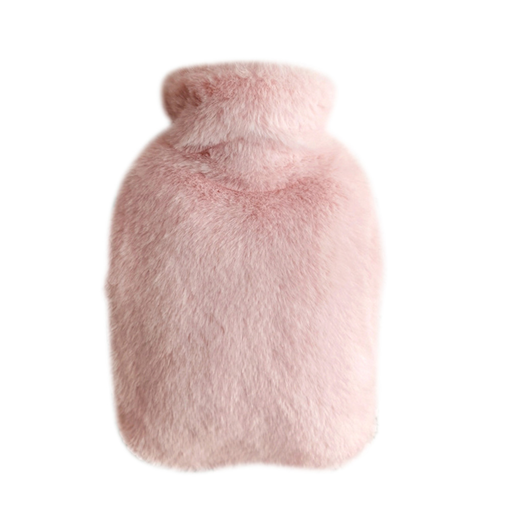 1000ml Thickened Hot Water Bottle, Washable Plush Cloth Cover, Water-Filled PVC Inner Tank Hand Warmer - Pink