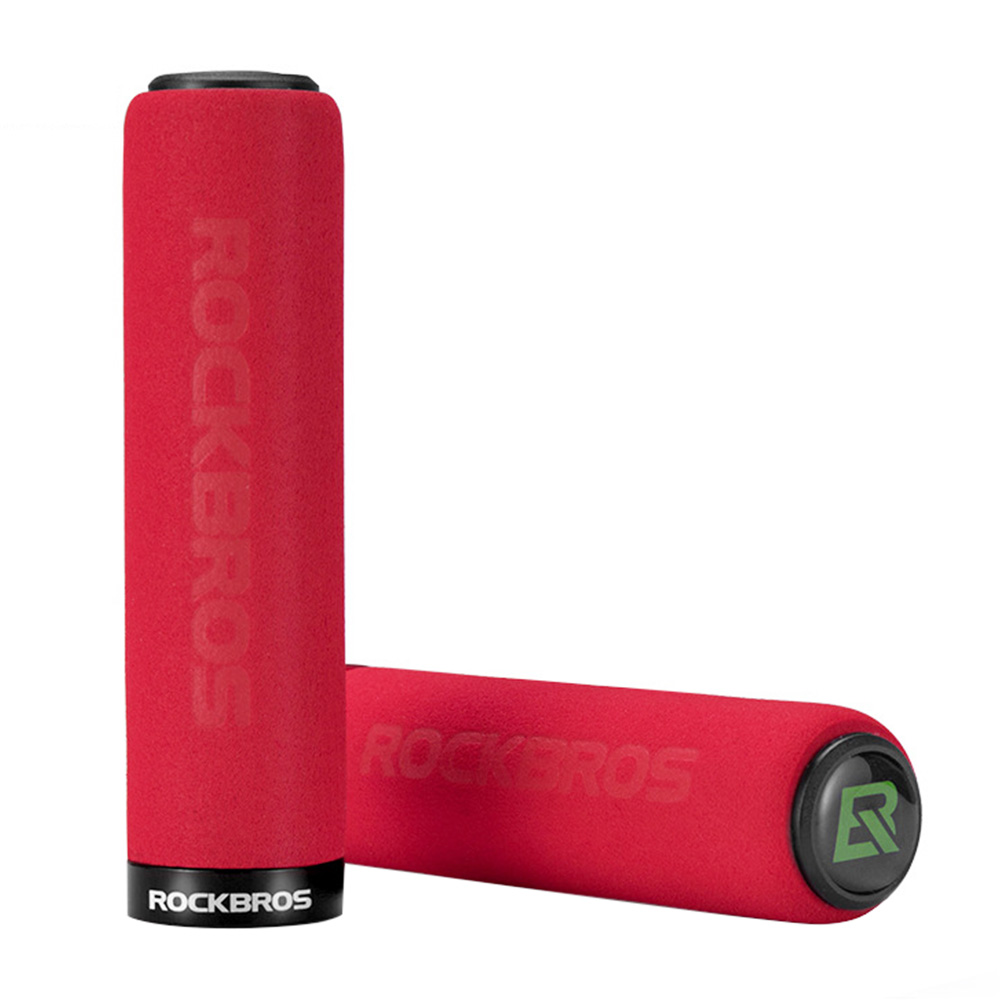 

ROCKBROS Bicycle Grip MTB Sponge HandleBar Grip Anti-skid Shock-absorbing Soft Bike Grip Ultralight - Red & Black
