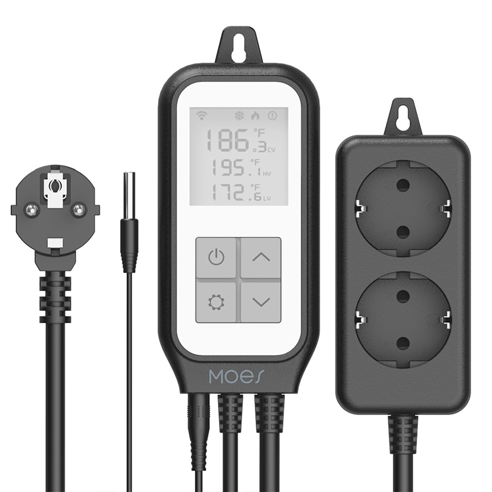 MoesHouse Tuya WiFi Smart Digital Temperature Socket Timing Thermostat, LCD Display, APP Remote Control - EU Plug
