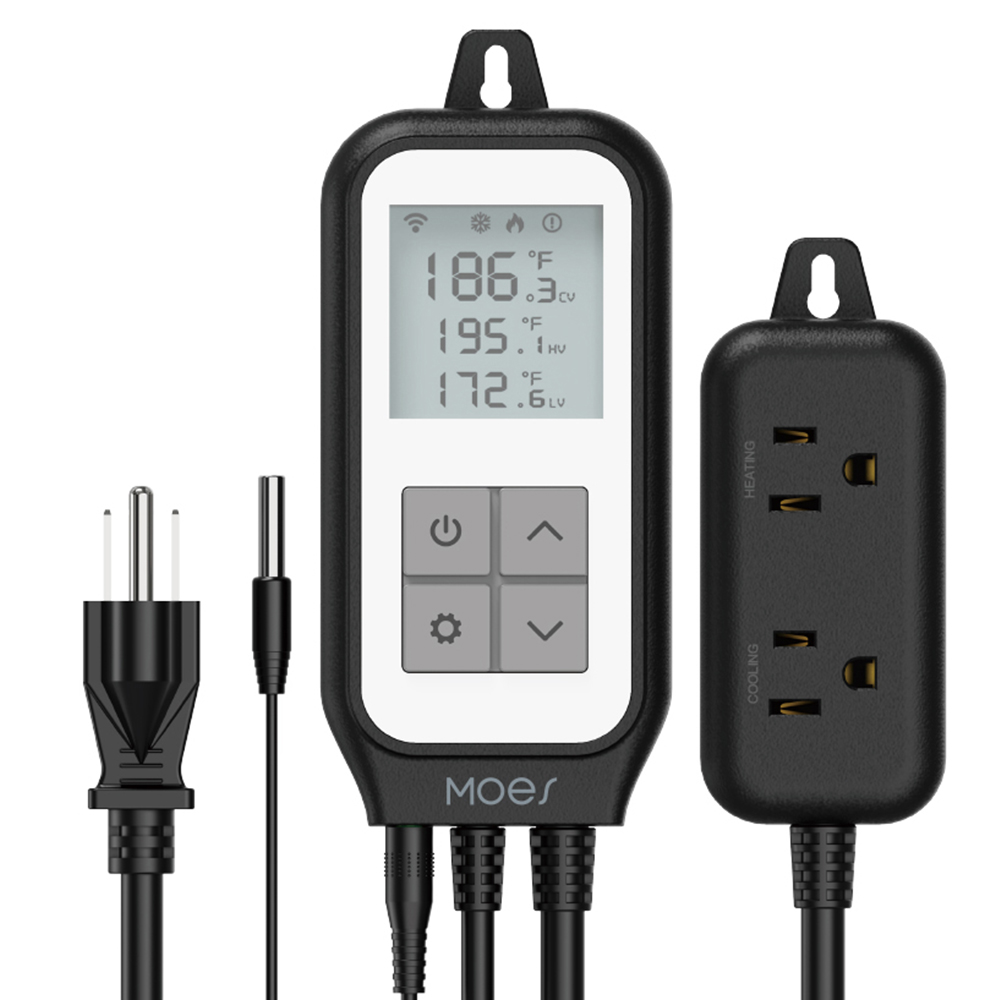 MoesHouse Tuya WiFi Smart Digital Temperature Socket Timing Thermostat, LCD Display, APP Remote Control - US Plug