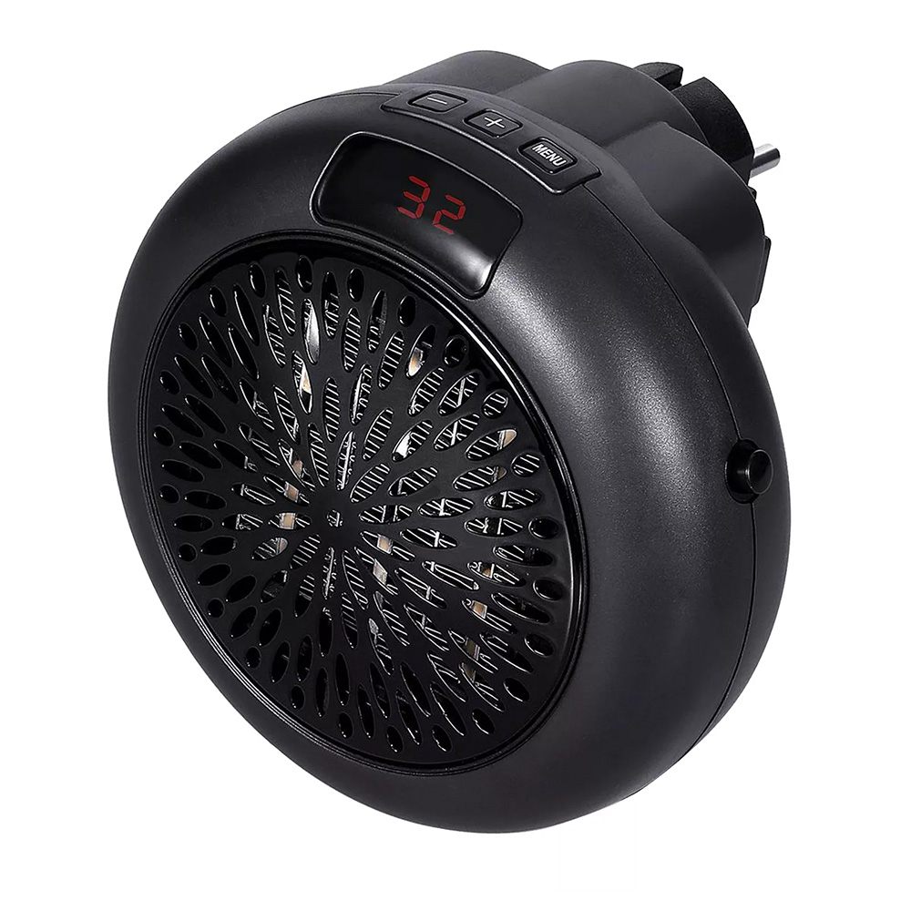 

400W Electric Fan Heater, Mini Portable Round Air Heater, Ceramic Heating Element Desktop Winter Warmer, LED Display - Black