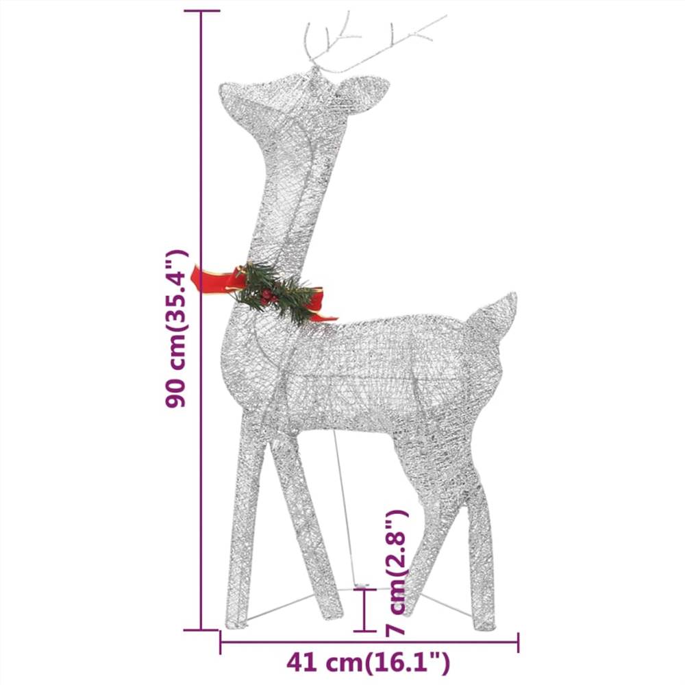 Christmas Reindeer Family 270x7x90 cm Silver Cold White Mesh