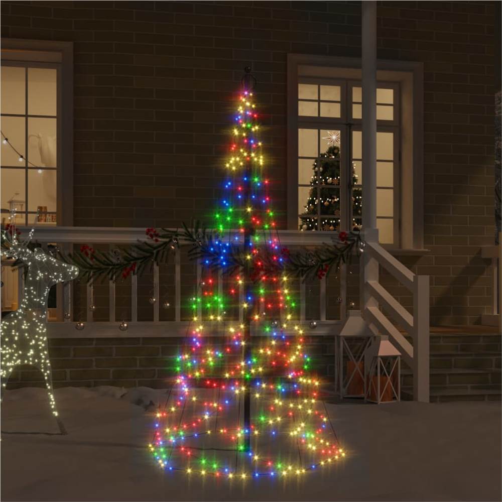 

Christmas Tree on Flagpole Colourful 200 LEDs 180 cm