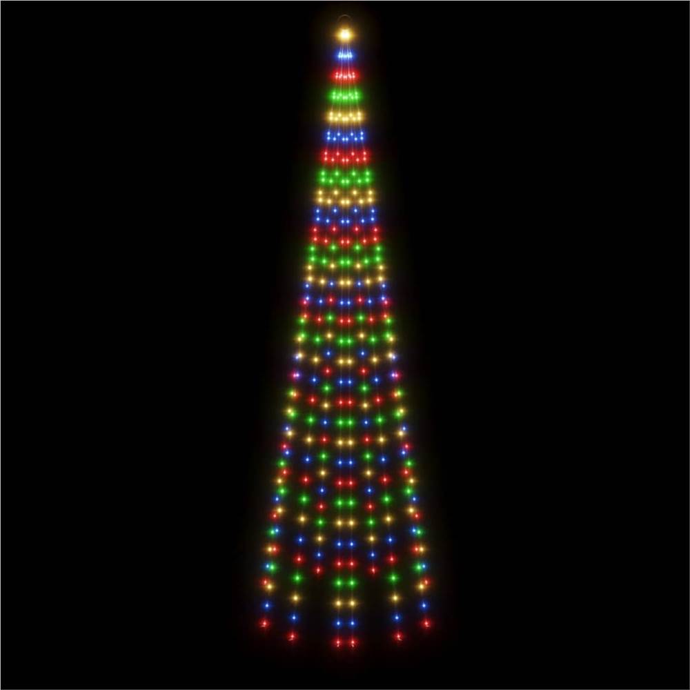 Christmas Tree on Flagpole Colourful 310 LEDs 300 cm