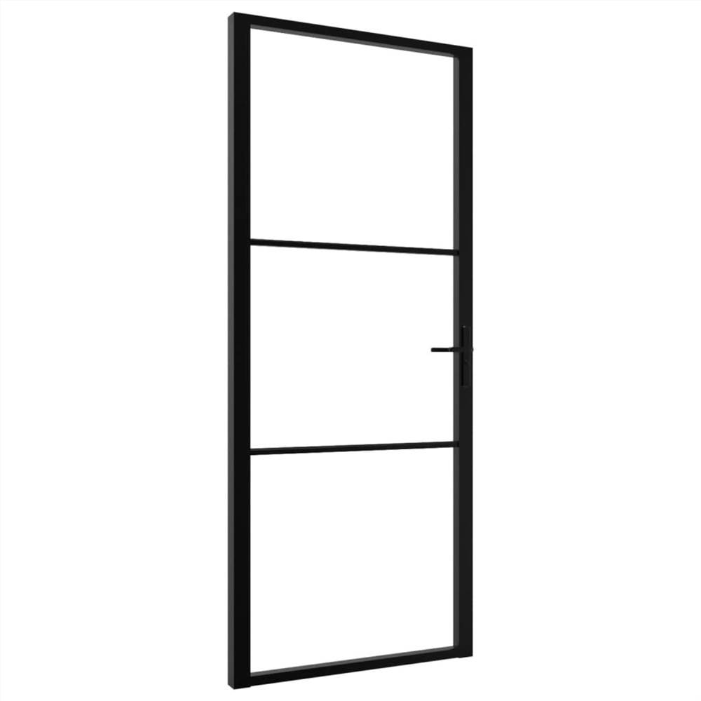 Interior Door ESG Glass and Aluminium 93x201.5 cm Black