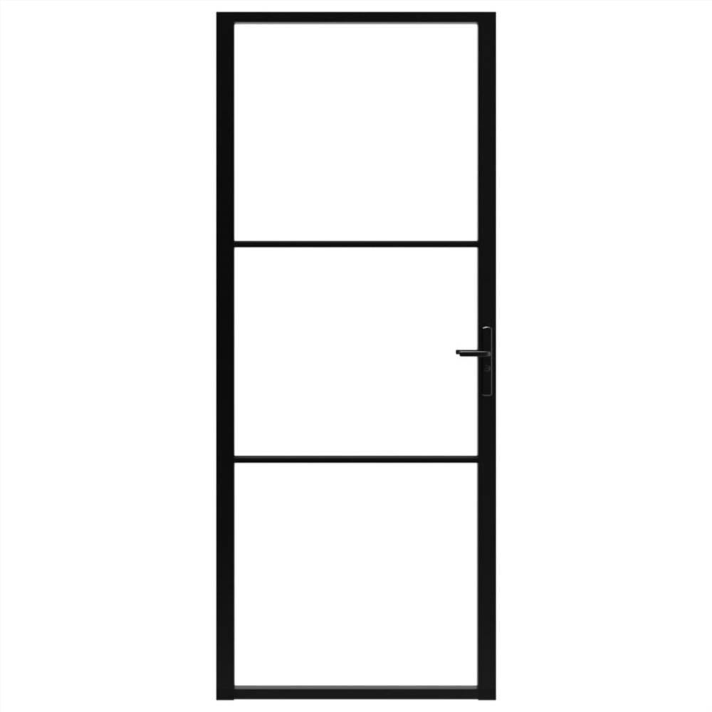 Interior Door ESG Glass and Aluminium 93x201.5 cm Black