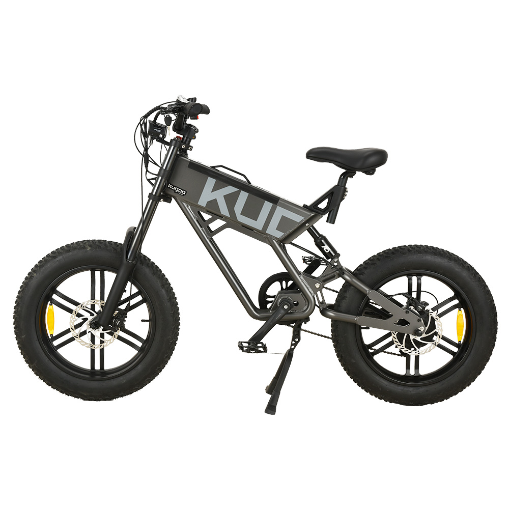 KUGOO T01 Electric Bicycle 48V 500W Motor 13Ah Battery 20*4.0 Inch Fat Tires 38Km/h Max Speed Shimano 7-Speed Gears Hydraulic Brakes 50-65KM Mileage 150KG Load Electric Mountain Bike – Black