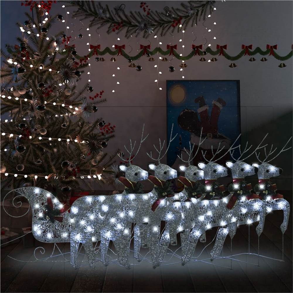 

Reindeer & Sleigh Christmas Decoration 140 LEDs Outdoor Silver
