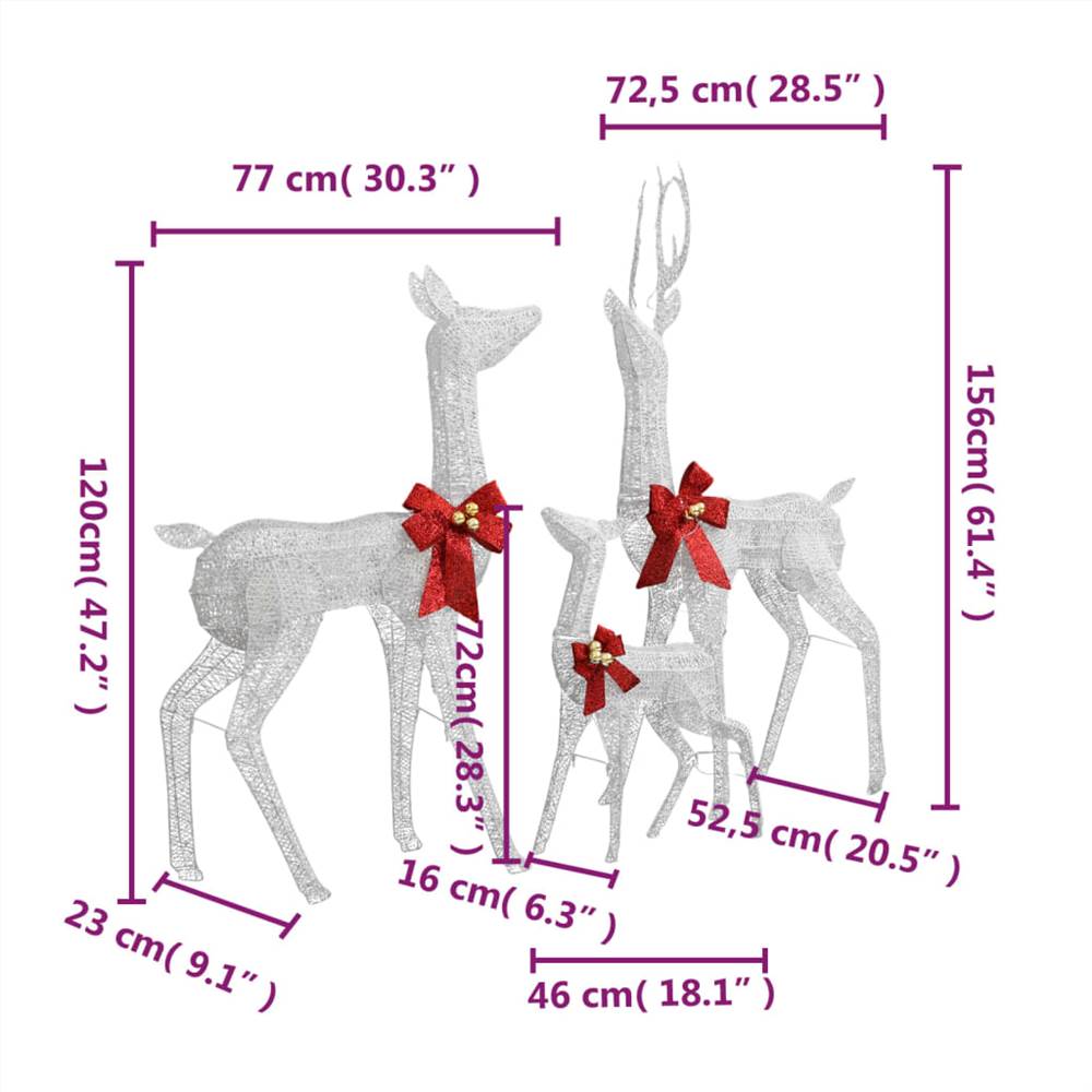 Reindeer Family Christmas Decoration Silver 201 LEDs