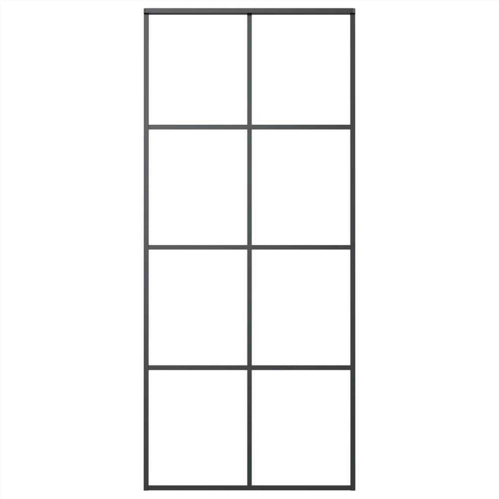Sliding Door Black 90x205 cm ESG Glass and Aluminium