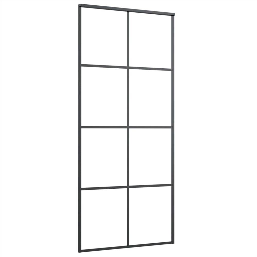 Sliding Door Black 90x205 cm ESG Glass and Aluminium