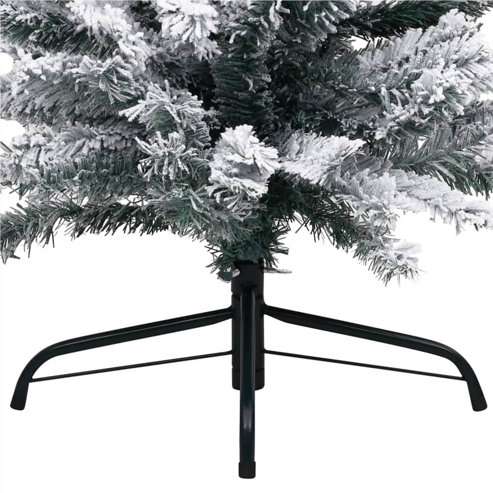 Slim Artificial Christmas Tree with Flocked Snow Green 210 cm PVC