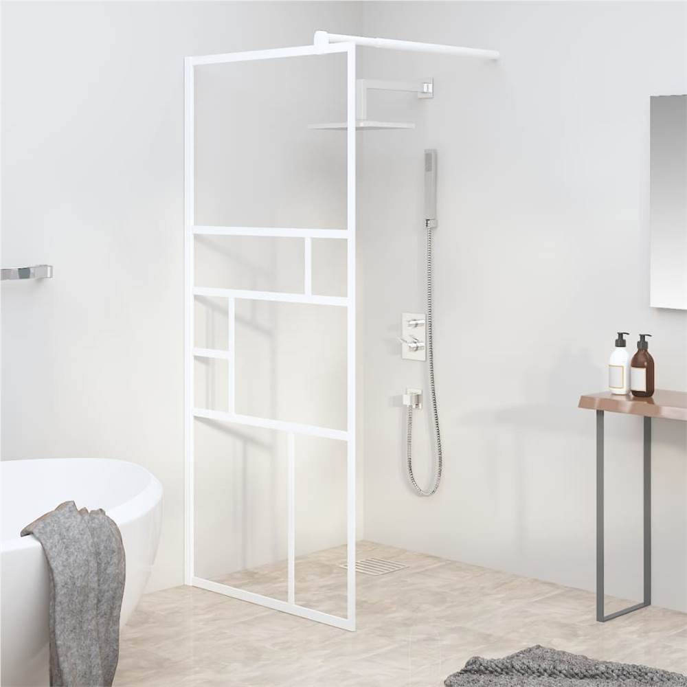 Walk-in Shower Wall 80x195 cm ESG Glass White