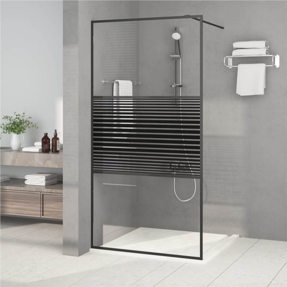 Walk-in Shower Wall Black 100x195 cm Clear ESG Glass