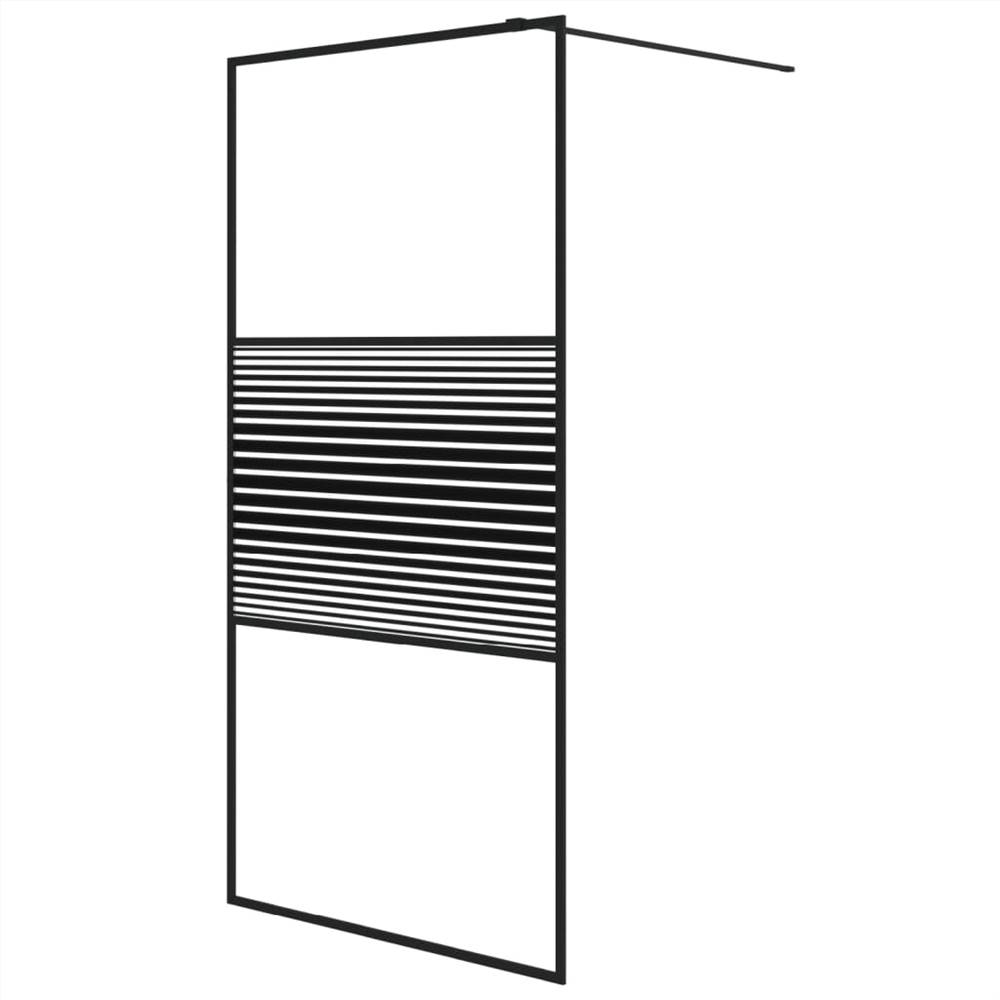 Walk-in Shower Wall Black 100x195 cm Clear ESG Glass