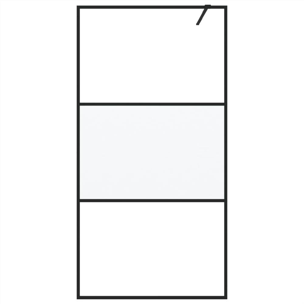 Walk-in Shower Wall Black 100x195 cm Half Frosted ESG Glass
