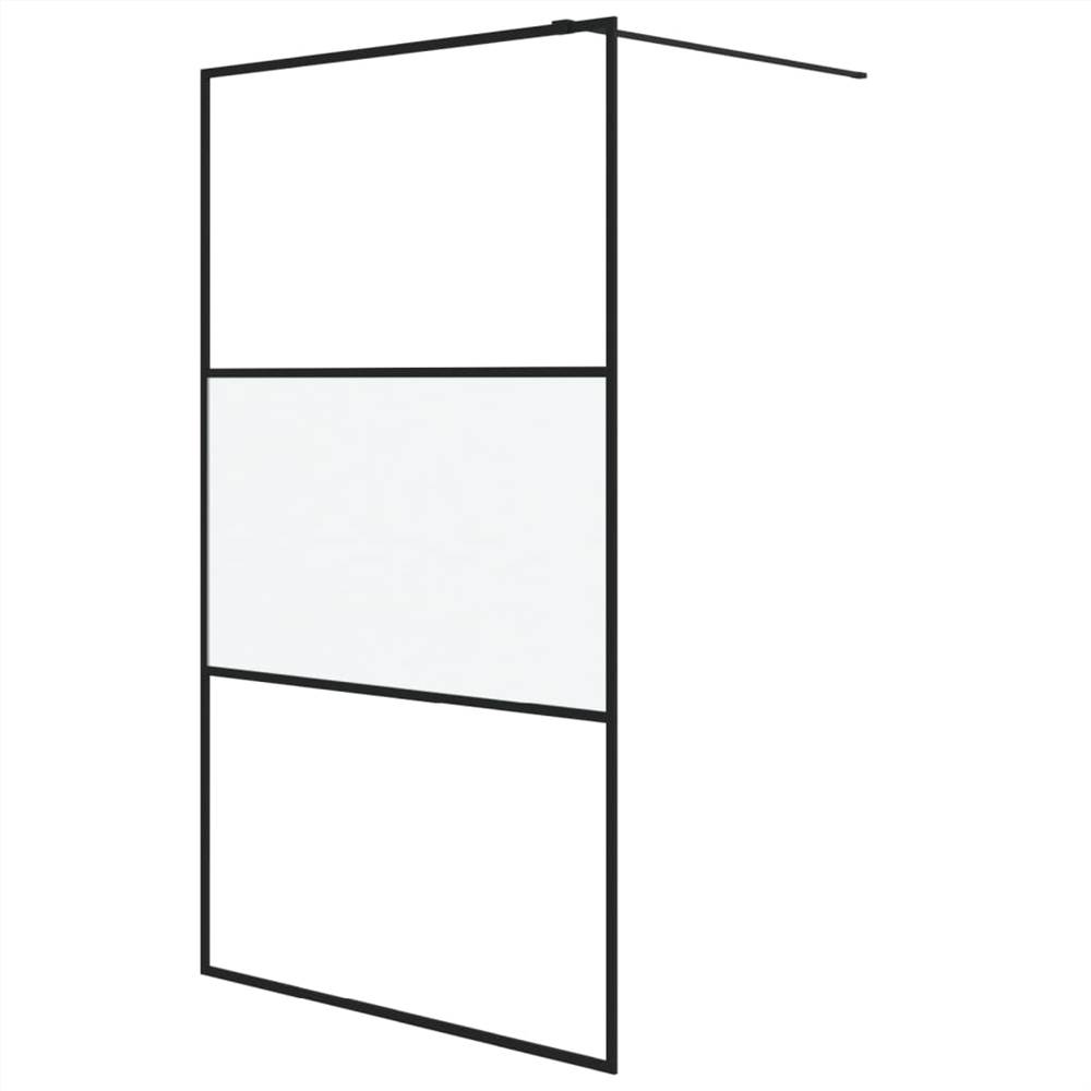 Walk-in Shower Wall Black 115x195 Cm Half Frosted ESG Glass 9 Walk-in Shower Wall Black 115x195 cm Half Frosted ESG Glass