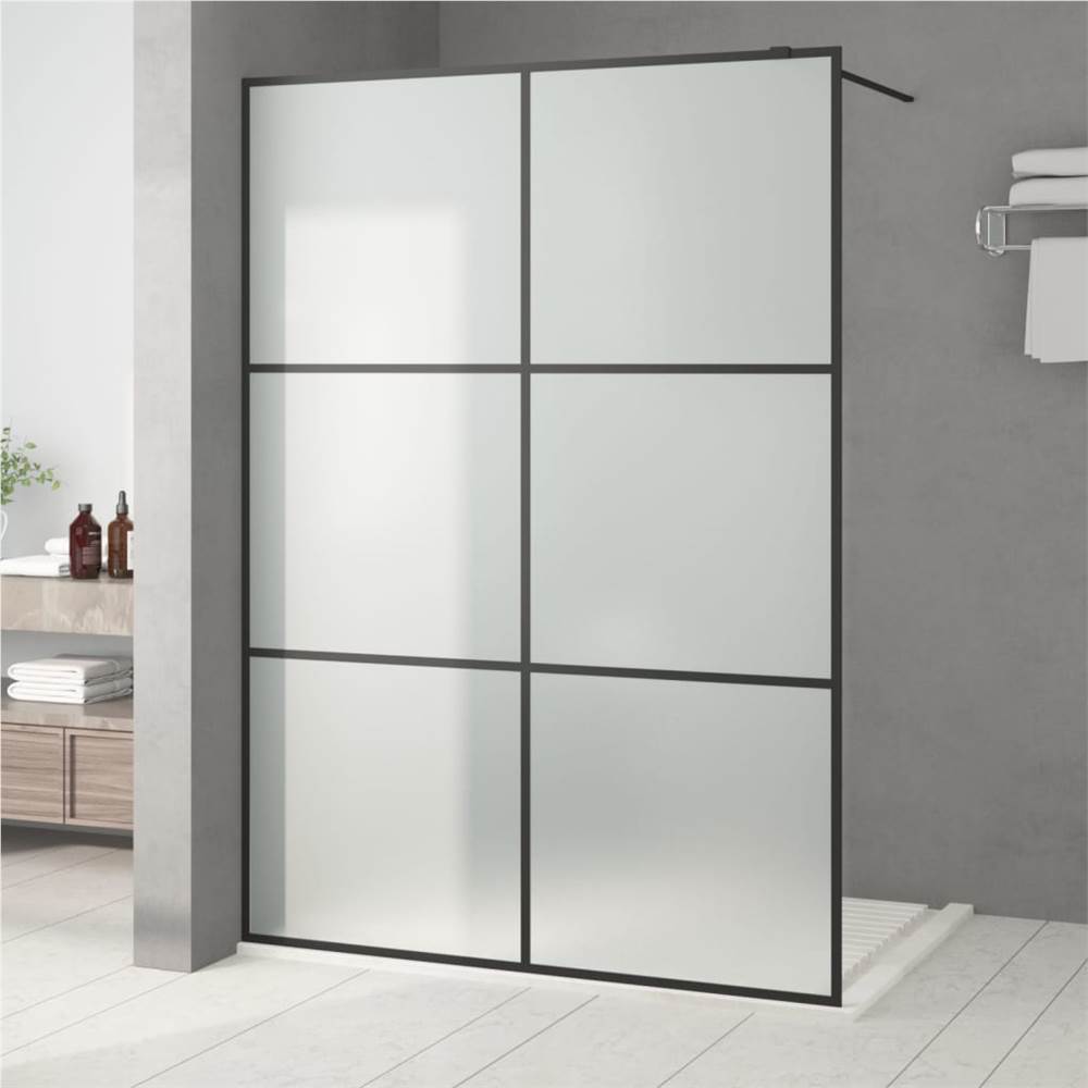 Walk-in Shower Wall Black 140x195 cm Frosted ESG Glass