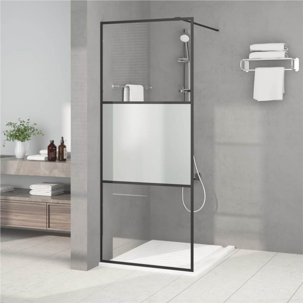 

Walk-in Shower Wall Black 80x195 cm Half Frosted ESG Glass