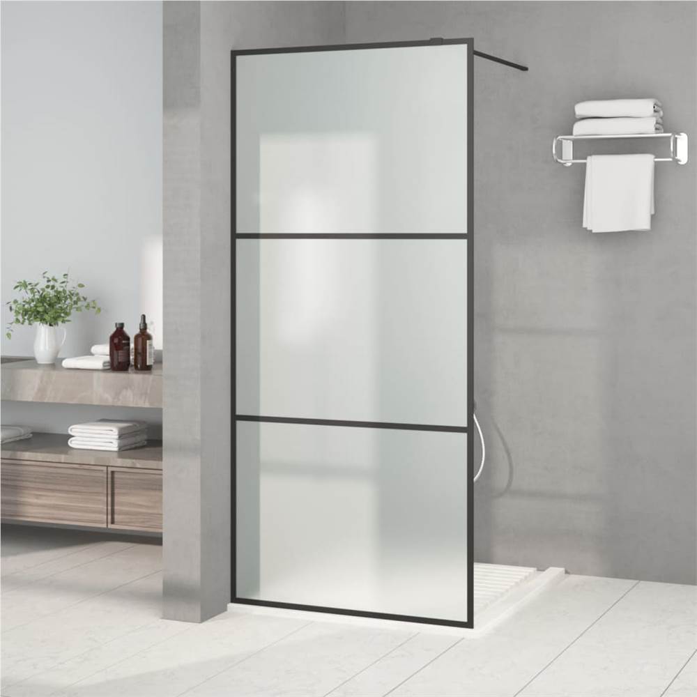 

Walk-in Shower Wall Black 90x195 cm Frosted ESG Glass
