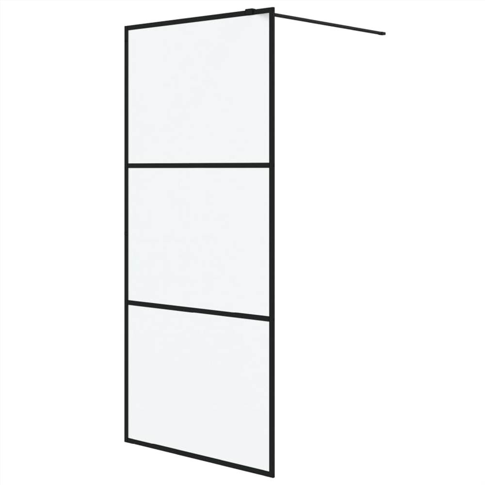 Walk-in Shower Wall Black 90x195 Cm Frosted ESG Glass 9 Walk-in Shower Wall Black 90x195 cm Frosted ESG Glass