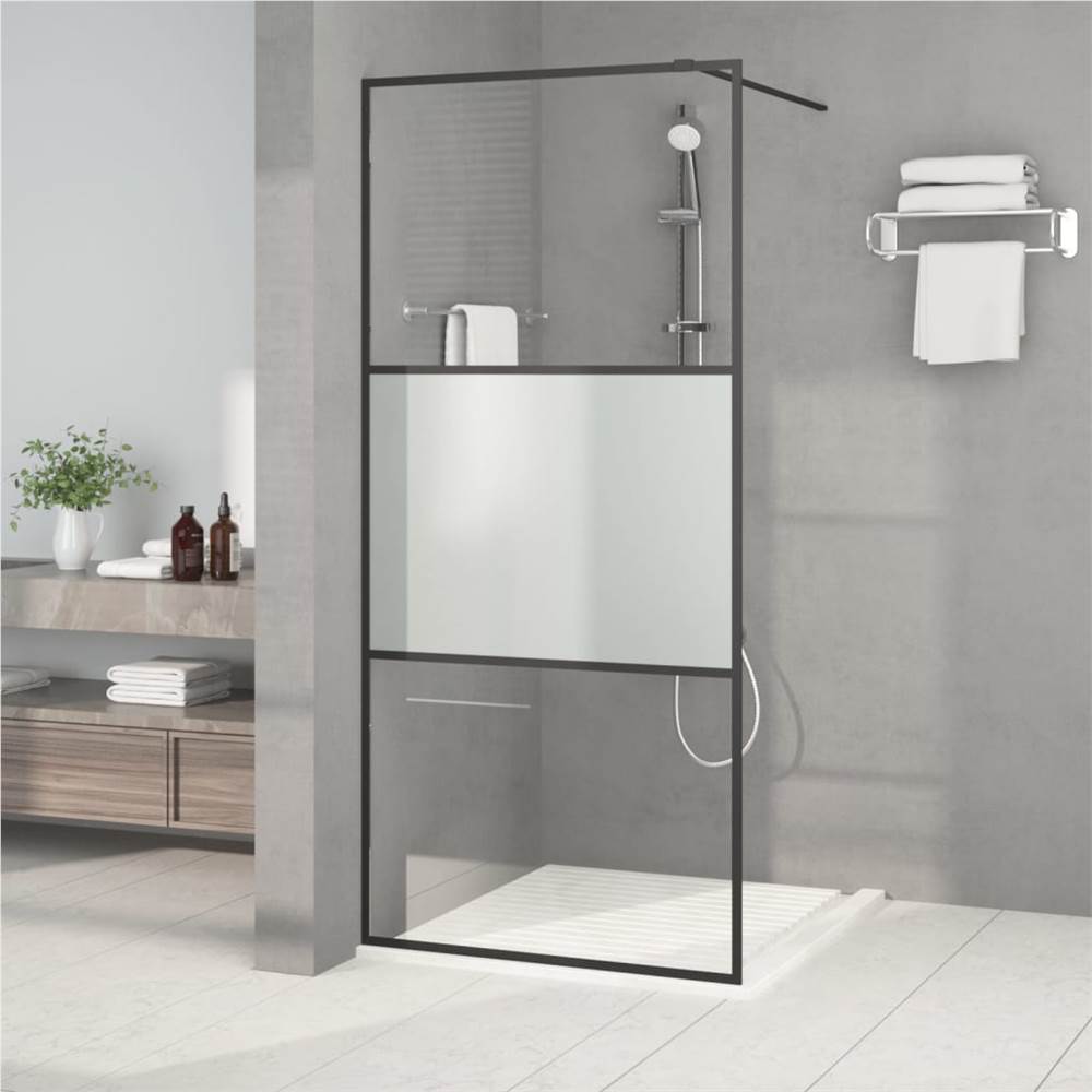 

Walk-in Shower Wall Black 90x195 cm Half Frosted ESG Glass