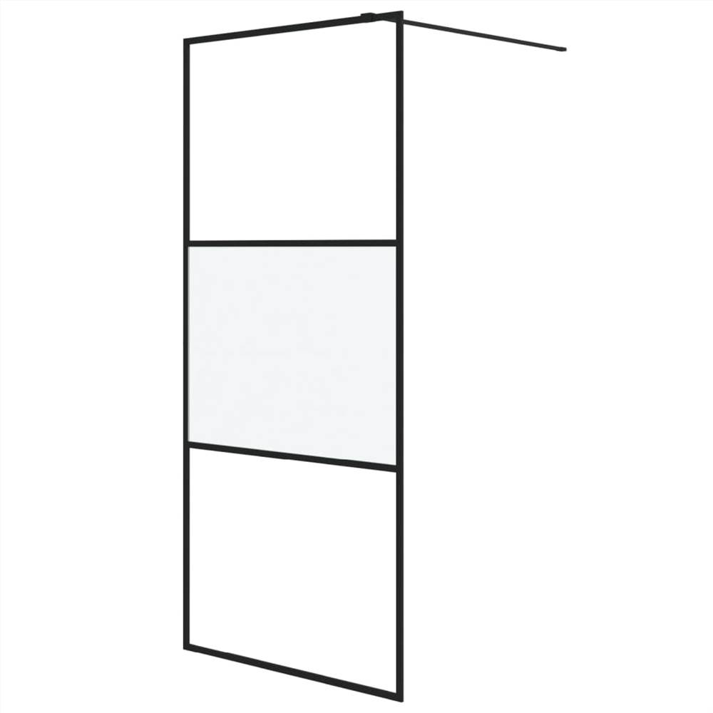 Walk-in Shower Wall Black 90x195 Cm Half Frosted ESG Glass 9 Walk-in Shower Wall Black 90x195 cm Half Frosted ESG Glass