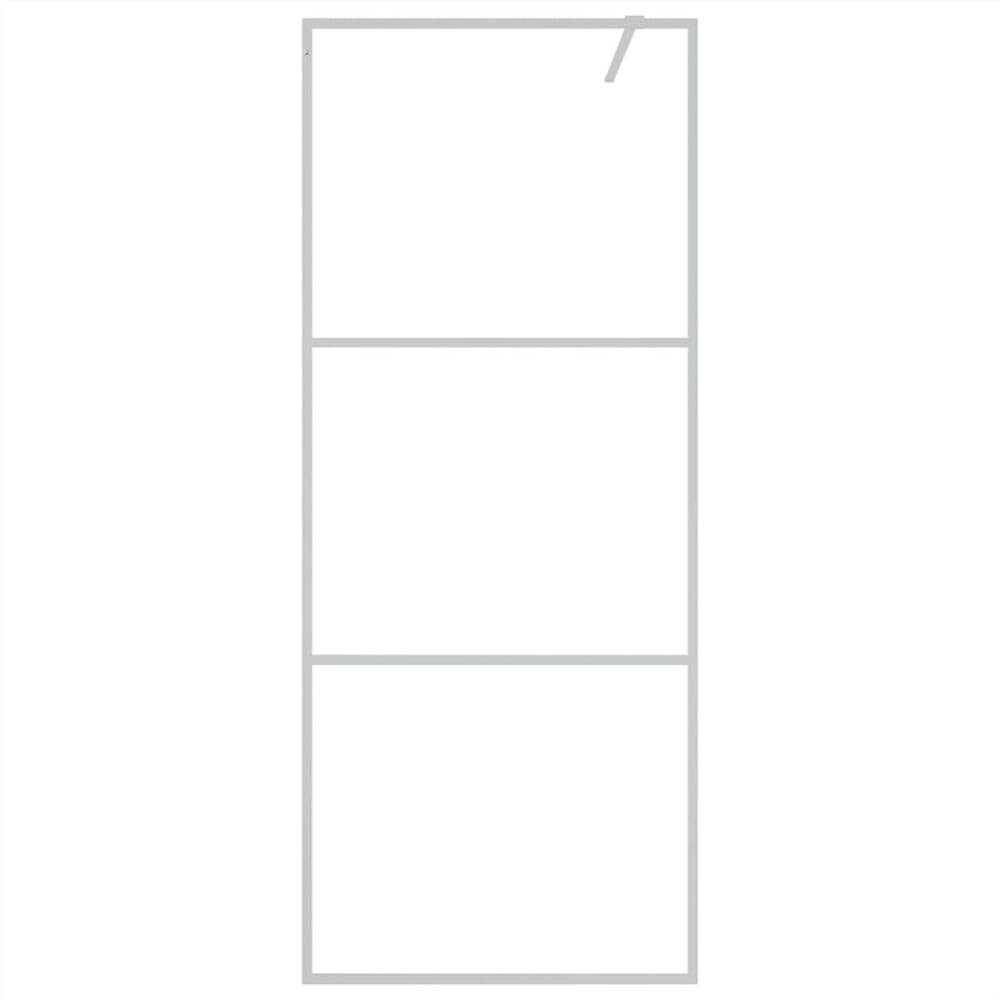 Walk-in Shower Wall Silver 80x195 Cm Clear ESG Glass 10 Walk-in Shower Wall Silver 80x195 cm Clear ESG Glass