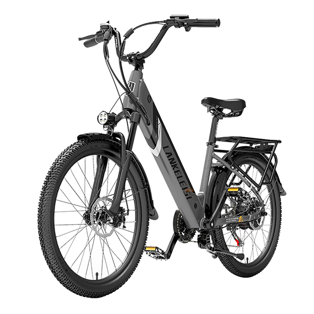 LANKELEISI ES500PRO Electric Bike 500W Motor 48V 14.5Ah Battery 24” Tire 32km/h Max Speed Shimano 7 Speed Gear – Grey