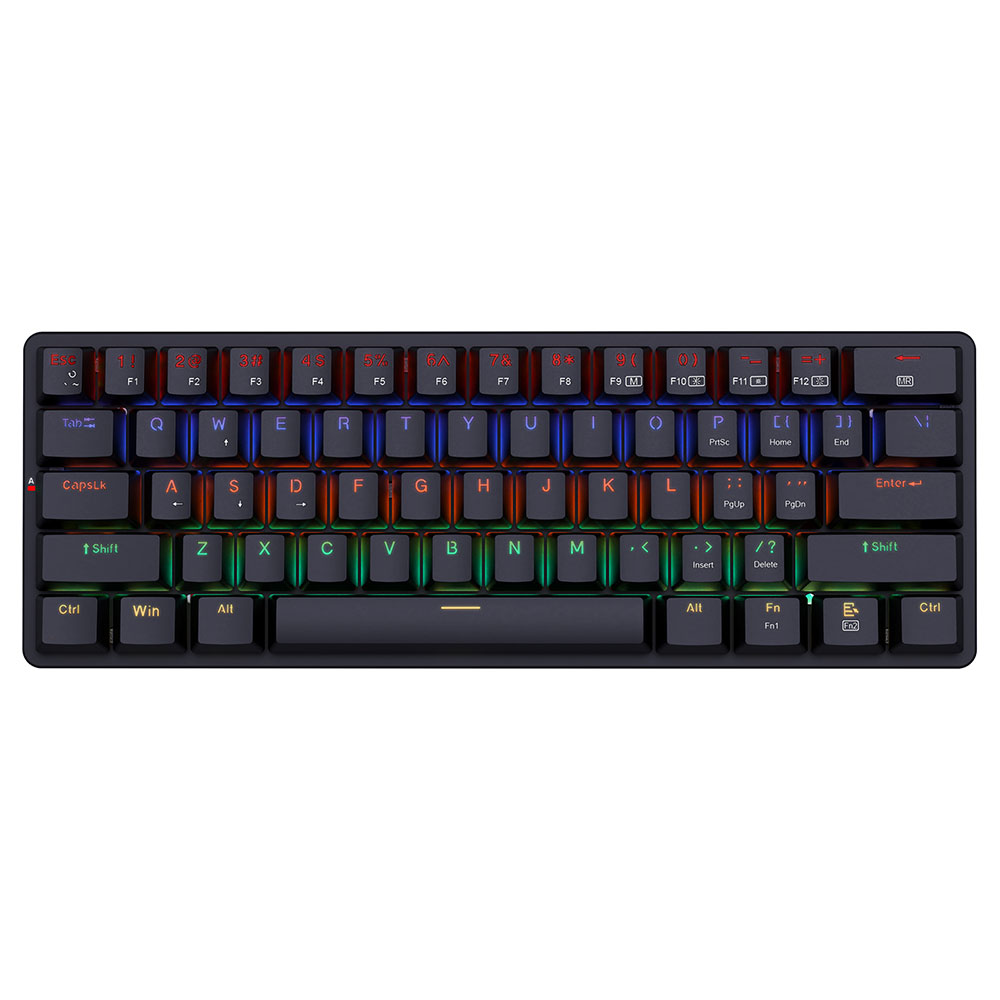 

Redragon K615-R Elise Wired Rabinbow LED Backlight Mechanical Keyboard, Ultra-Thin 61 Keys Blue Switch - Black