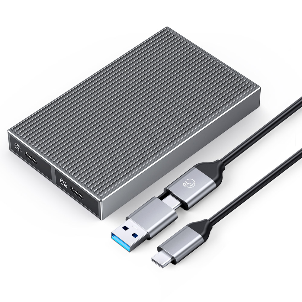 ORICO-BM2C3-2N-GY-BP Tool Free Aluminum Dual-bay M2 NVME*2 SSD Enclosure 10Gbps Solid State Drive Case