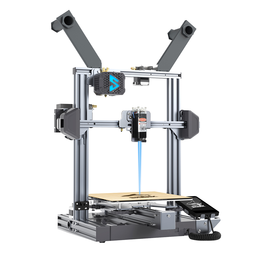 LOTMAXX Shark V3 3D เครื่องพิมพ์เลเซอร์ช่างแกะสลัก, ปรับระดับอัตโนมัติ, เครื่องอัดรีดคู่, การพิมพ์สองสี, แผ่นสร้างกระจก, 235*235*265 มม.