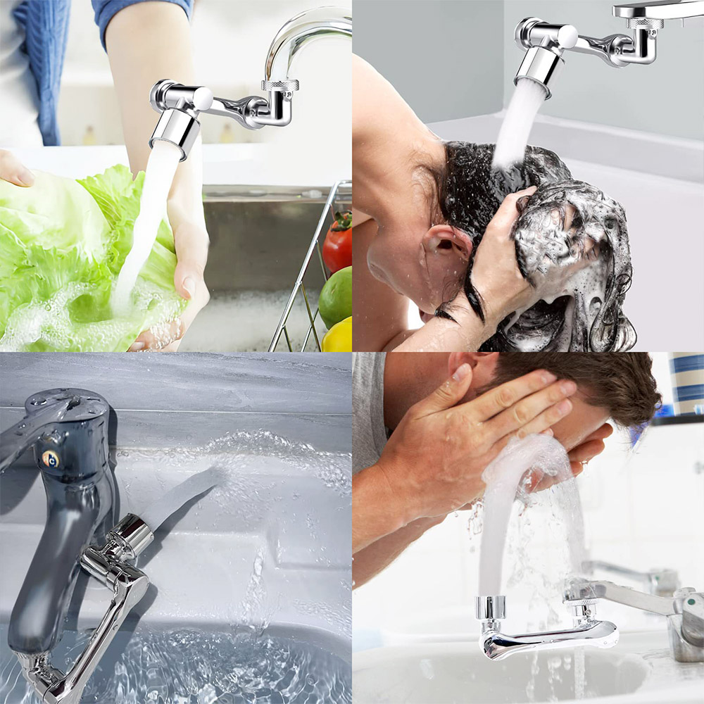 1080degree Rotating Faucet Splash Head Double Water Outlets