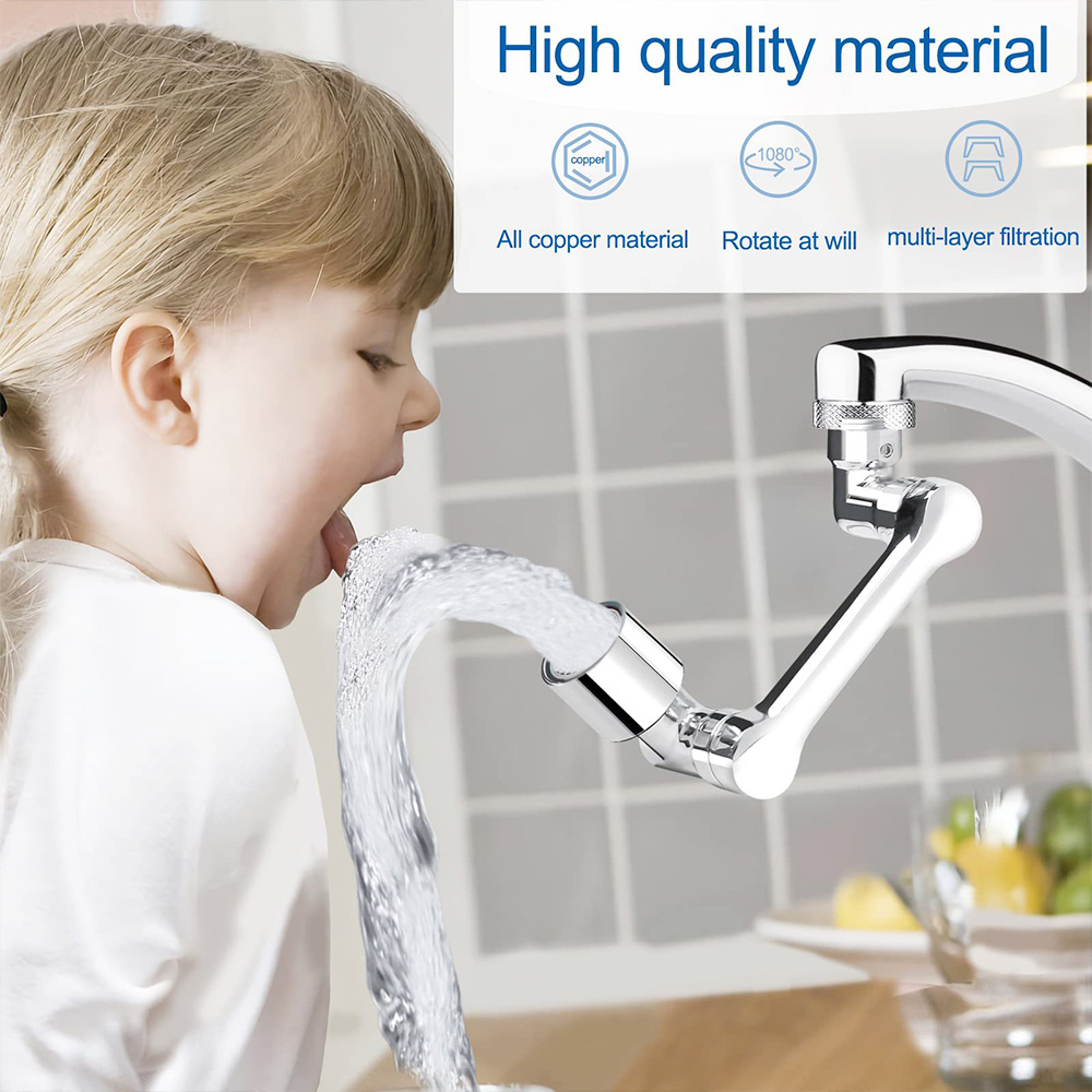 1080degree Rotating Faucet Splash Head Double Water Outlets