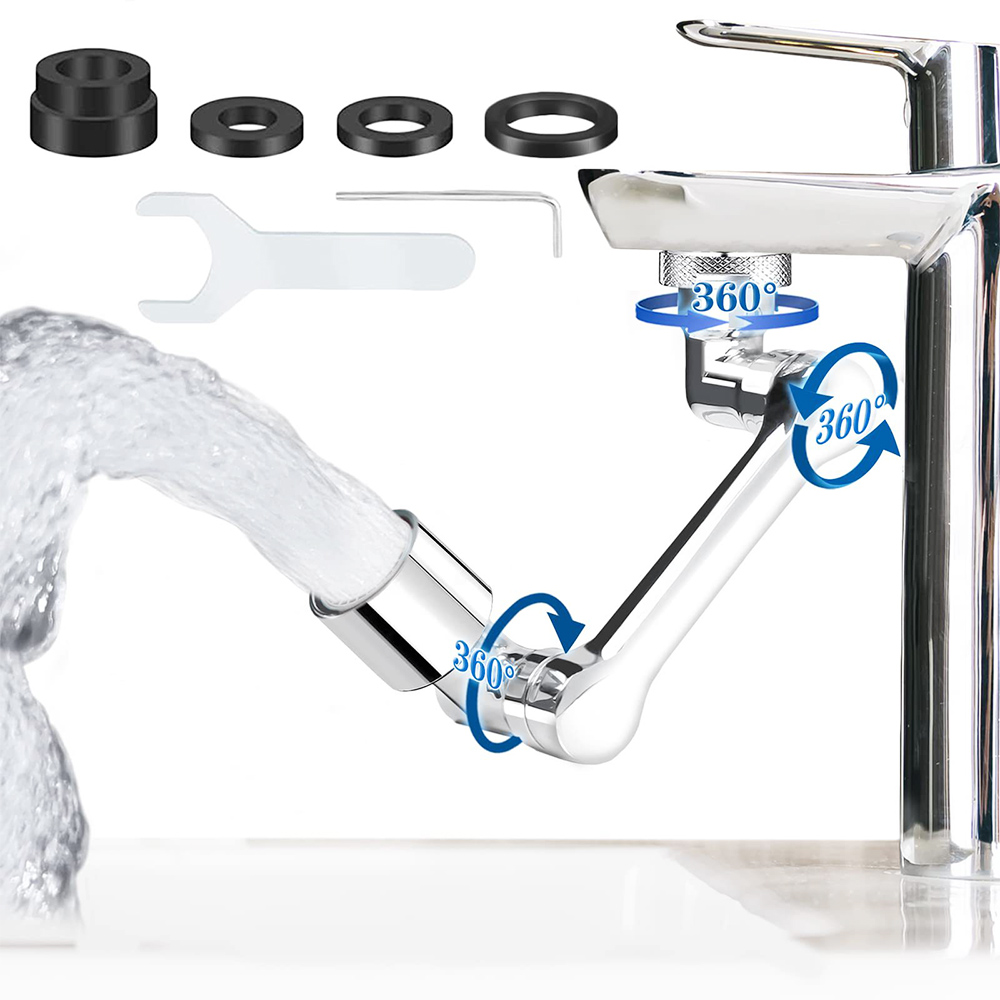 

1080-degree Rotating Mechanical Arm Universal Faucet Extender, Bathroom Faucet Splash Head, Single Water Outlet