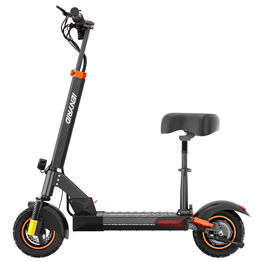 IENYRID M4 Pro S+ Electric Scooter 10 Inch Off Road Tires 800W Motor 28 MPH Max Speed 48V 10Ah Battery for 15.5-22 miles Mileage 330 lbs Load with Seat - Black