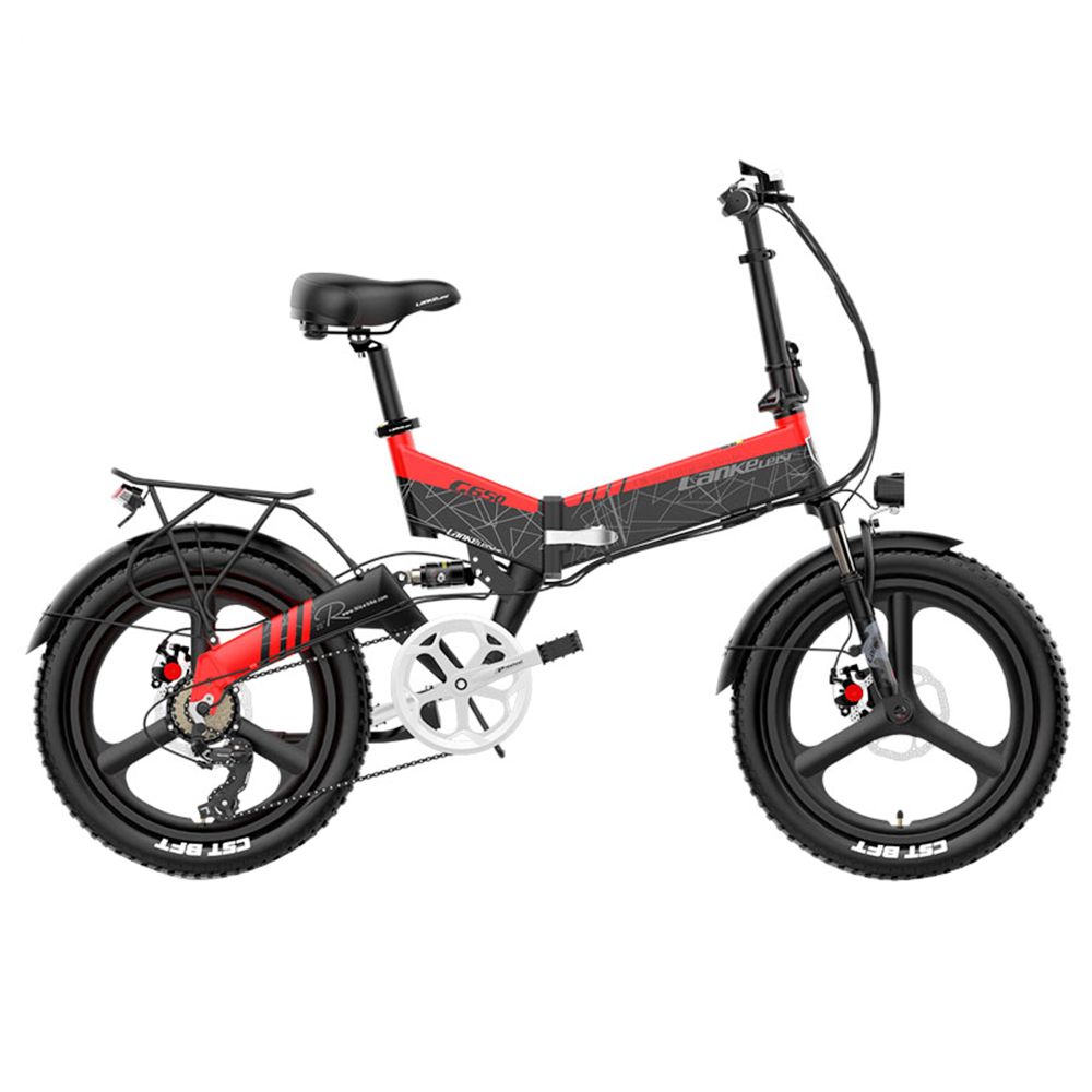 LANKELEISI G650 Electric Folding Bike 400W Motor 14.5Ah Battery 20 inch Tire for Commuting - Red