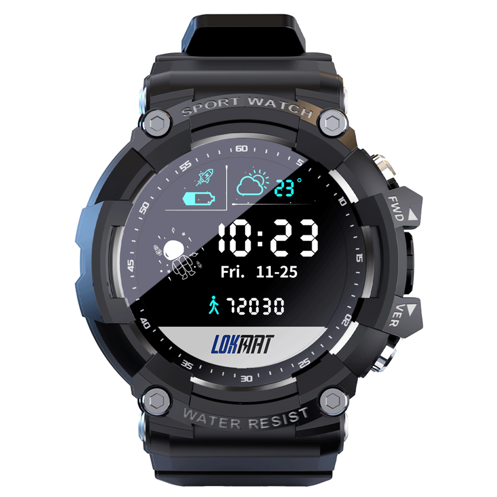 LOKMAT ATTACK 2 Smartwatch 1.28'' TFT LCD Screen Bluetooth 5.1 IP68 Waterproof HR & BP Monitor, Fitness Tracker - Black