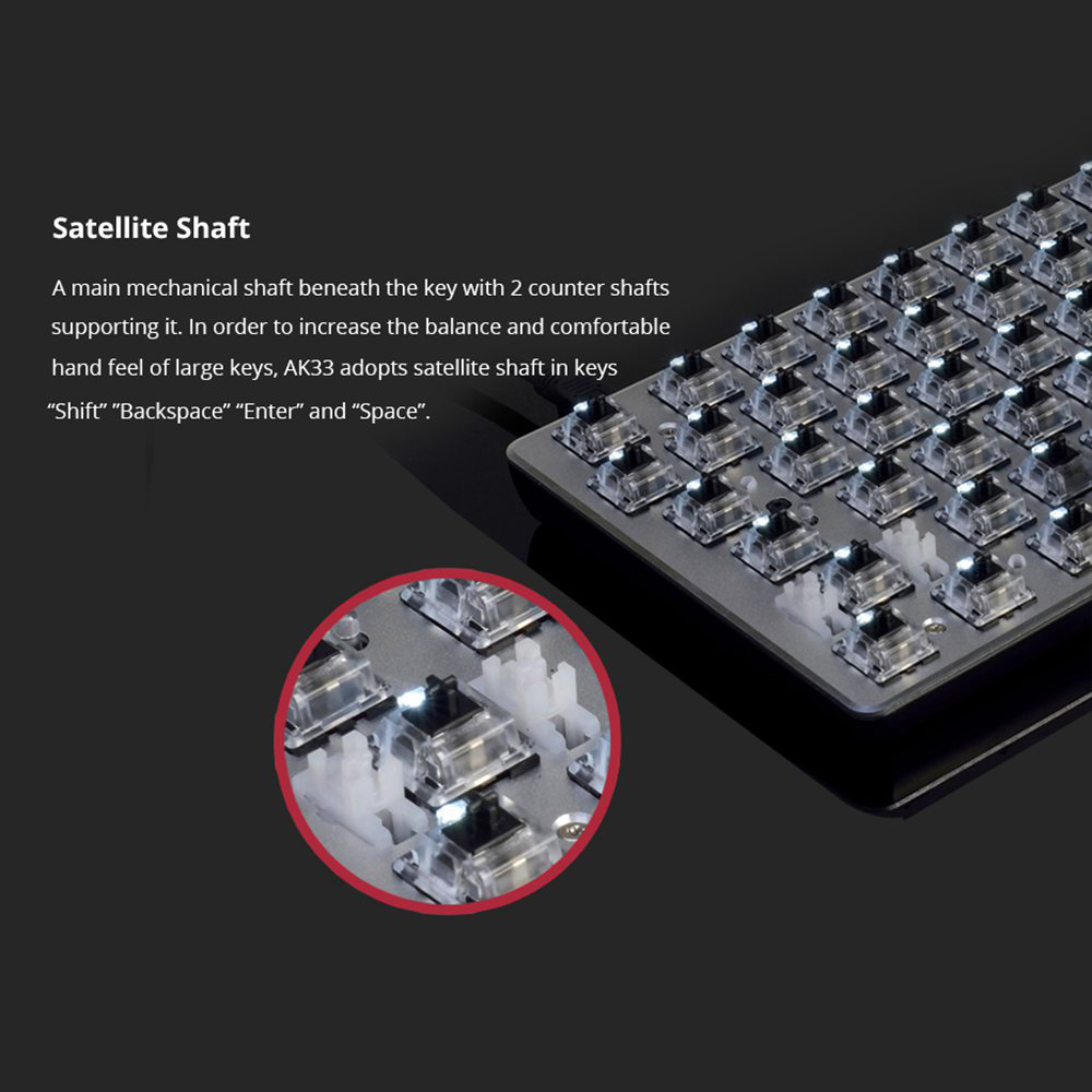 Ajazz AK33 Ergonomic Mechanical Keyboard Black