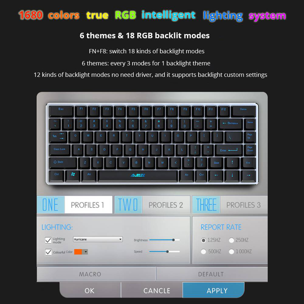 Ajazz AK33 Ergonomic Mechanical Keyboard Black