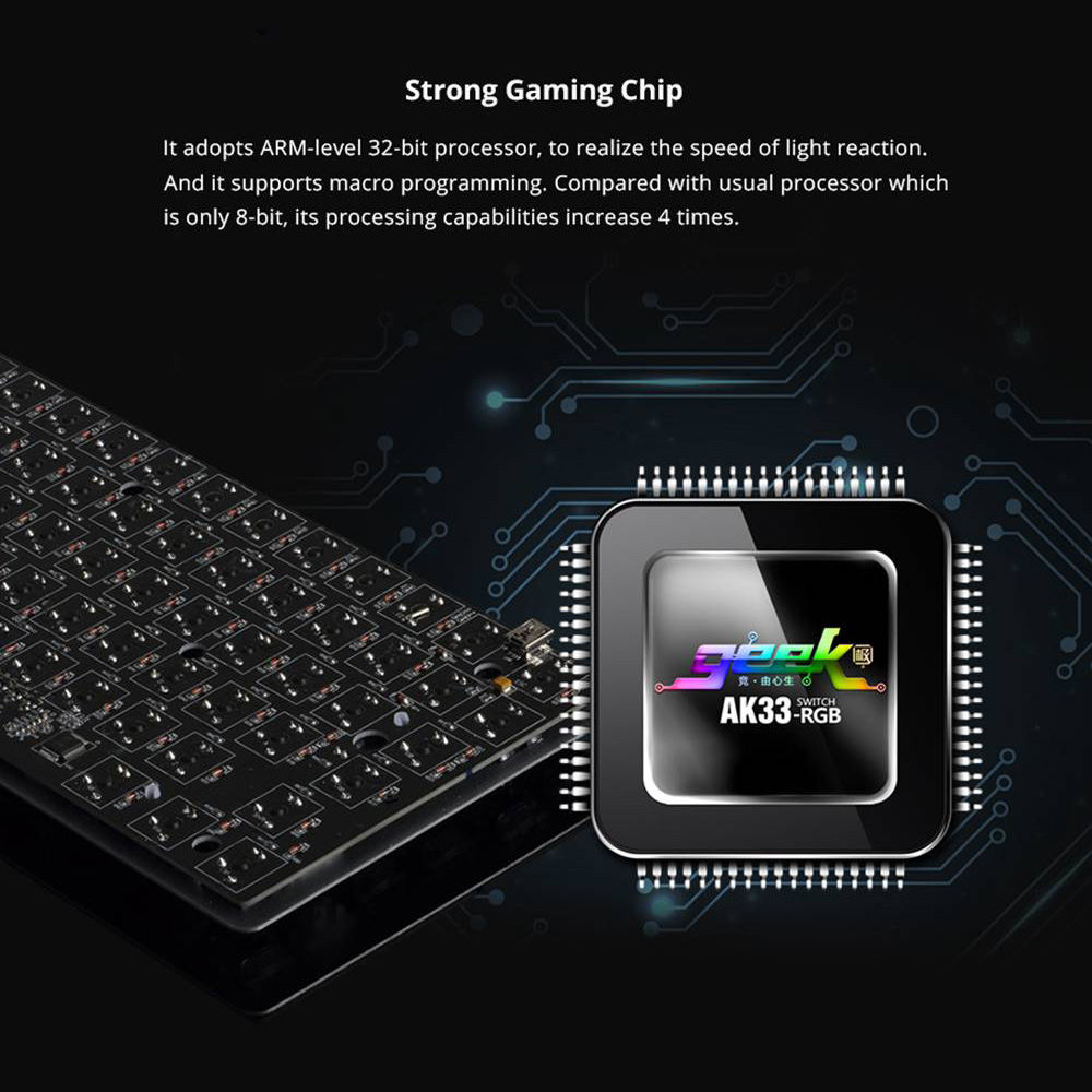 Ajazz AK33 Ergonomic Mechanical Keyboard Black