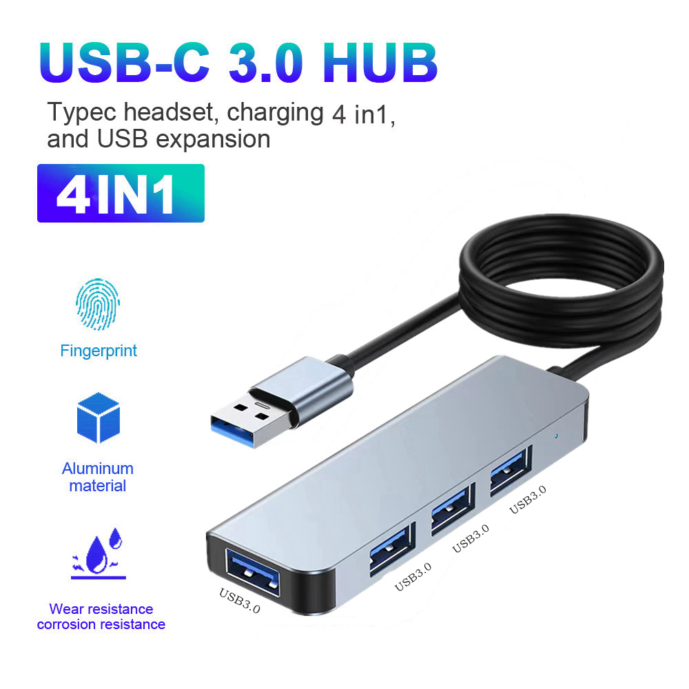 4 in 1 Ultra Thin Elongated Portable HUB Mini USB Hub Extension