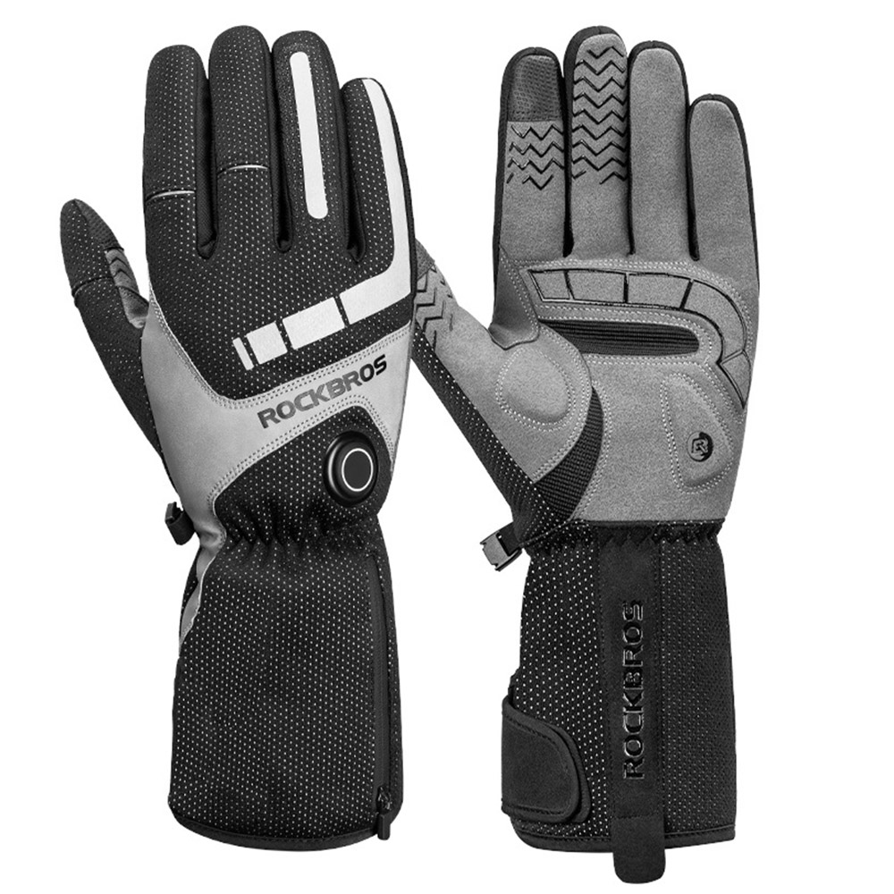 

ROCKBROS Bicycles Bikes Motorcycle Gloves Waterproof Heated Thermal Heated Gloves Touch Screen Battery Powered Three Gears Adjustment Anti-Slip Cycling Skiing Climbing Gloves Winter Heating Gloves - L