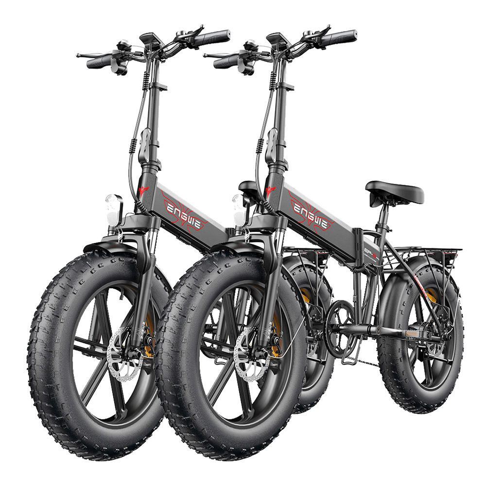 

2PCS ENGWE EP-2 Pro Electric Bicycle 20 *4.0 Inch Fat Tires 48V 13Ah Battery 42Km/h Max Speed 120KM Range SHIMANO 7 Speed Gears 150KG Max Load Mountain Beach Snow Bicycle Dual Disc Brake Folding Bike - Black