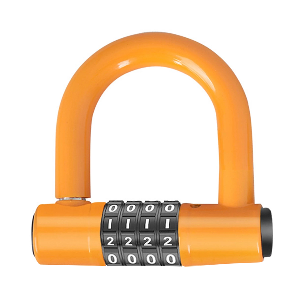 Cykel U-lås 4-siffrigt kombinationslösenordslås Stöldskydd Heavy Duty Gym Locker för cyklar, motorcyklar, skotrar - gul