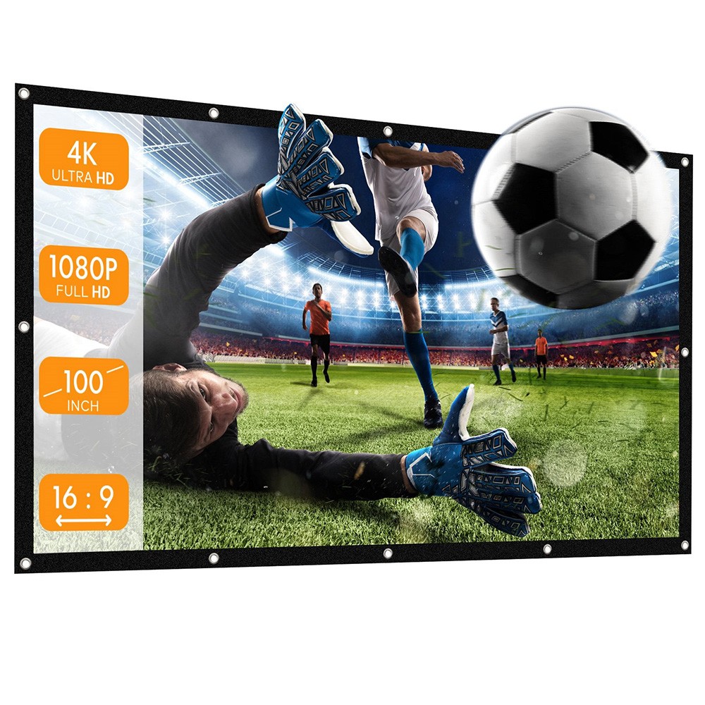 apeman 100 inch HD Portable Projector Screen,16:9 HD 4K Foldable Anti Crease Thick Projection Screen, 160 Degree Viewing