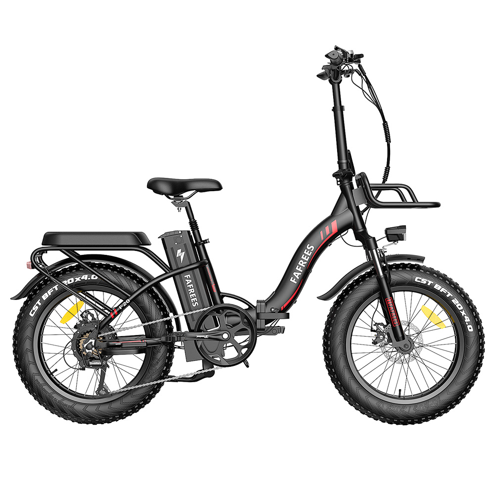 

FAFREES F20 Max Electric Bike 20*4.0 Inch Fat Tire 500W Brushless Motor 25Km/h Max Speed Folding Frame E-bike With Removable 48V 18Ah Lithium Battery 140KM Max Range 150KG Load Dual Disc Brakes Shimano 7 Speed Gear - Black