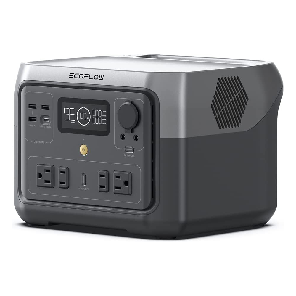 EF EcoFlow RIVER 2 MAX Portable Power Station, 500W Output, 512Wh LiFePO4 Battery Solar Generator, 1 Hour Fast Charging, 11 Output Ports, App Control, Up To 1000W Output Solar Generator for Outdoor Camping/RVs/Home Emergency Use