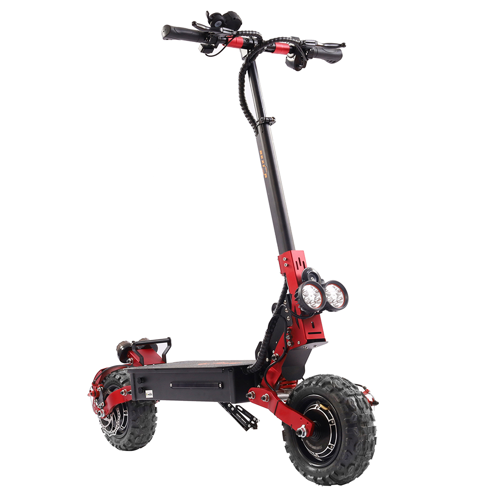 BEZIOR S2 Folding Electric Scooter 1200W*2 Dual Motor LCD Display Max 65Km/h 11 Inch Off-Road Tire 21Ah Battery up to 60km Range Dual Shock Mitigation Dual Disk Brake LED Light - Red